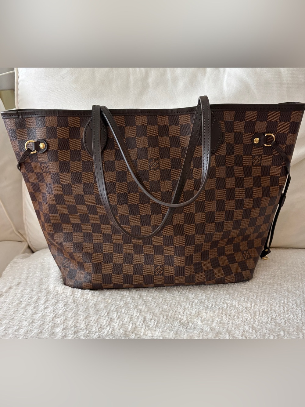 Louis Vuitton Damier Ebene Neverfull MM Tote Bag As Is Dark Brown Check LV